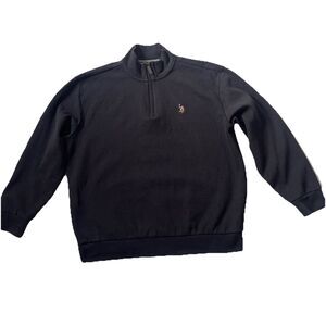 U.S. Polo Assn 1/4 Quarter Zip Sweater Men 2XL XXL Black Knit Pullover Ribbed